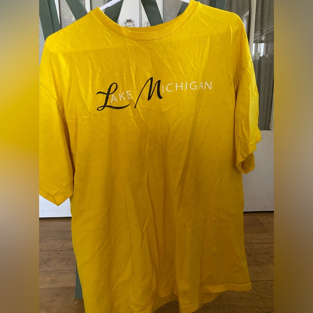Yellow T Shirt, says Lake Michigan.